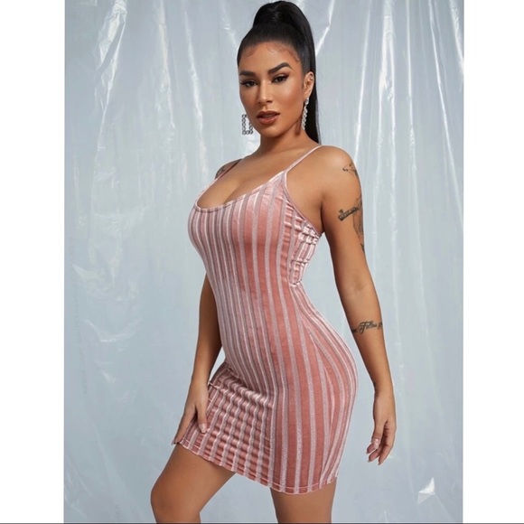 Velvet glitter Cami Bodaycon Mini Dress - Picture 2 of 5